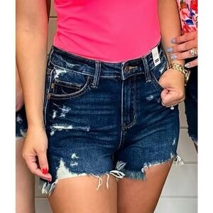 Judy Blue Dark Blue Distressed NWT Jean Shorts